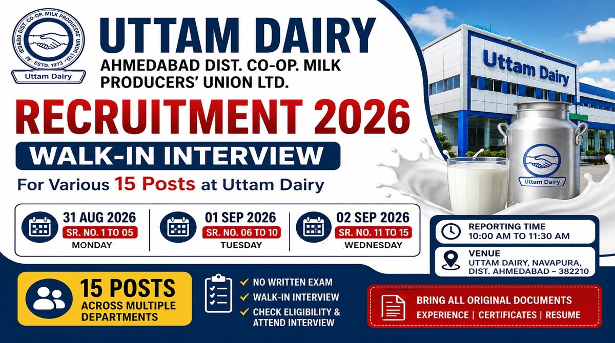 Uttam Dairy Recruitment 2026