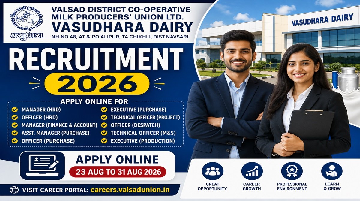 Valsad Vasudhara Dairy Recruitment 2026